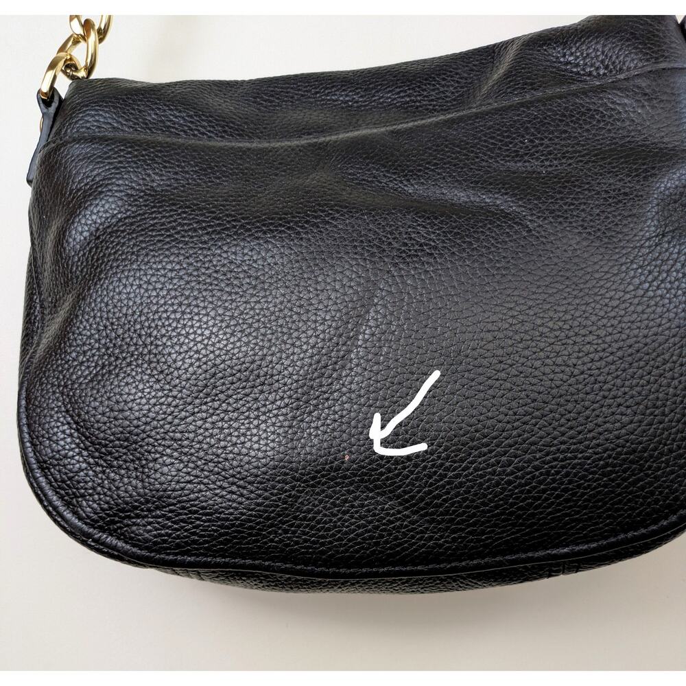 Michael Kors Acorn Shoulder Bag Black Pebbled Leather Gold Chain Link Tassel - Picture 12 of 12